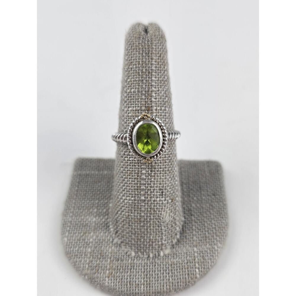 Lorenzo Colore Sg Sterling Silver 18k Gold Green Peridot Ring Size 7
